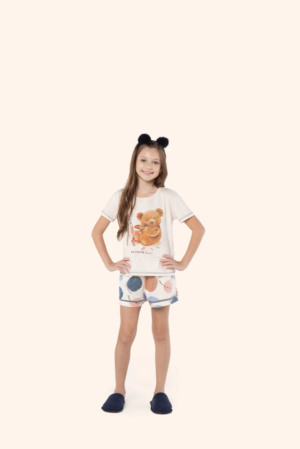 Short Doll Manga Curta Artist Bear em Algodão - Lua Encantada