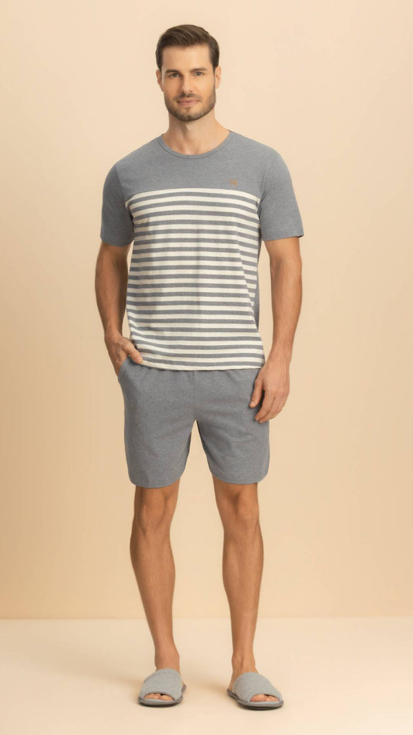 Pijama Masculino Curto Dream em Malha Melange - Lua Encantada