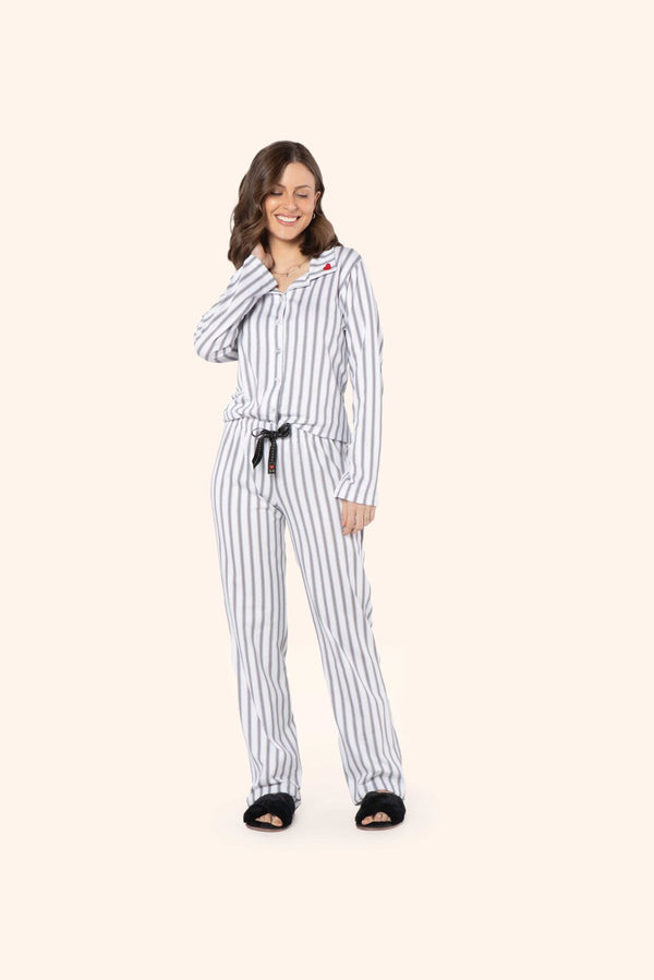 Pijama Manga Longa Feminino Aberto Momentos em Algodão - Lua Encantada