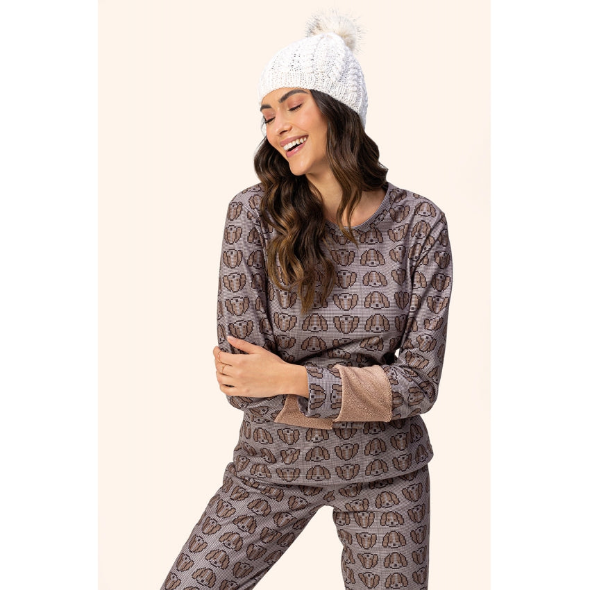 Pijama Feminino Manga Longa My Dog em Malha Microsoft - Lua Encantada