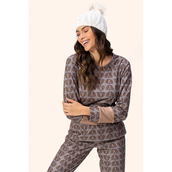 Pijama Feminino Manga Longa My Dog em Malha Microsoft - Lua Encantada