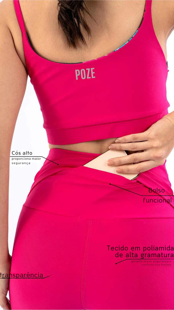 Legging com Bolso Cos Traseiro Lisa Rosa Anoitecer - Pozze