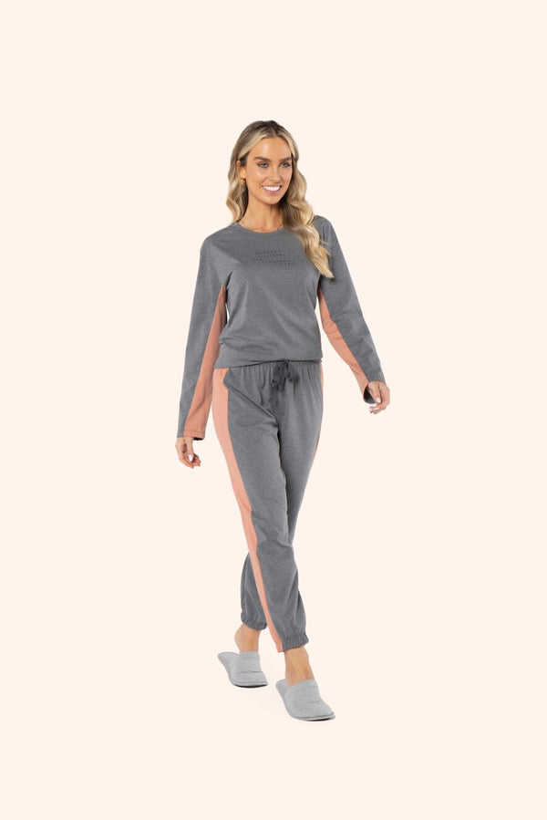 Pijama Manga Longa Feminino Essência em Malha Mescla - Lua Encantada