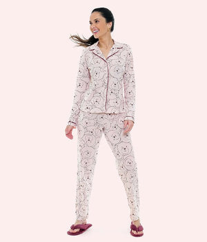 Pijama Manga Longa Alfaiataria Urso em Noble Touch - Bocejinho