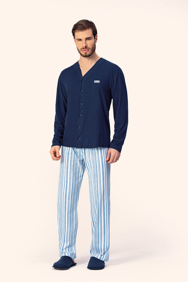 Pijama Manga Longa Masculino Aberto Resiliência em Algodão - Lua Encantada