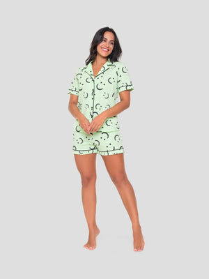 Pijama Alfaiataria Curto Happy em Algodão - Bocejinho