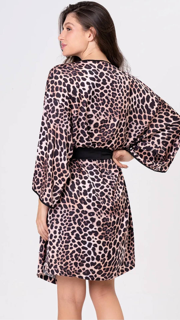 Robe Acetinado Animal Print Feline em Ceim Gloss - Acuo