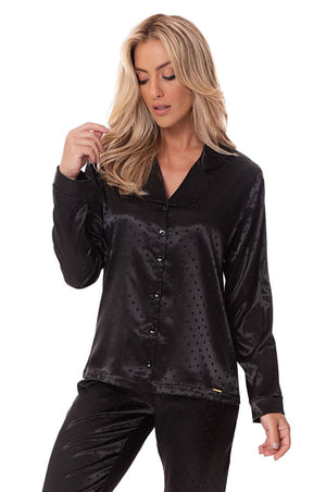 Pijama Manga Longa Leonora em Cetim - Divina Noite