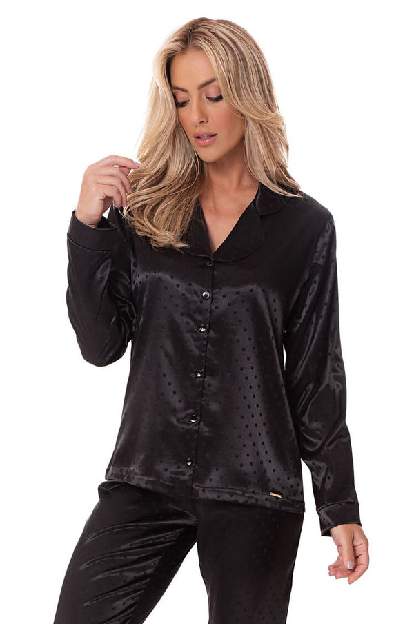 Pijama Manga Longa Leonora em Cetim - Divina Noite