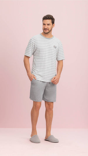Pijama Curto Masculino Games em Malha Mescla  Lua Encantada