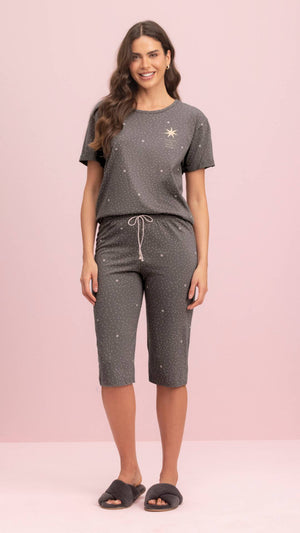 Pescador Manga Curta Cósmica em Algodão - Lua Encantada