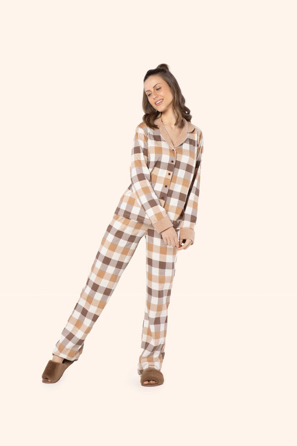 Pijama Manga Longa Aberto Clube da Preguiça em Moletinho Flanelado - Lua Encantada