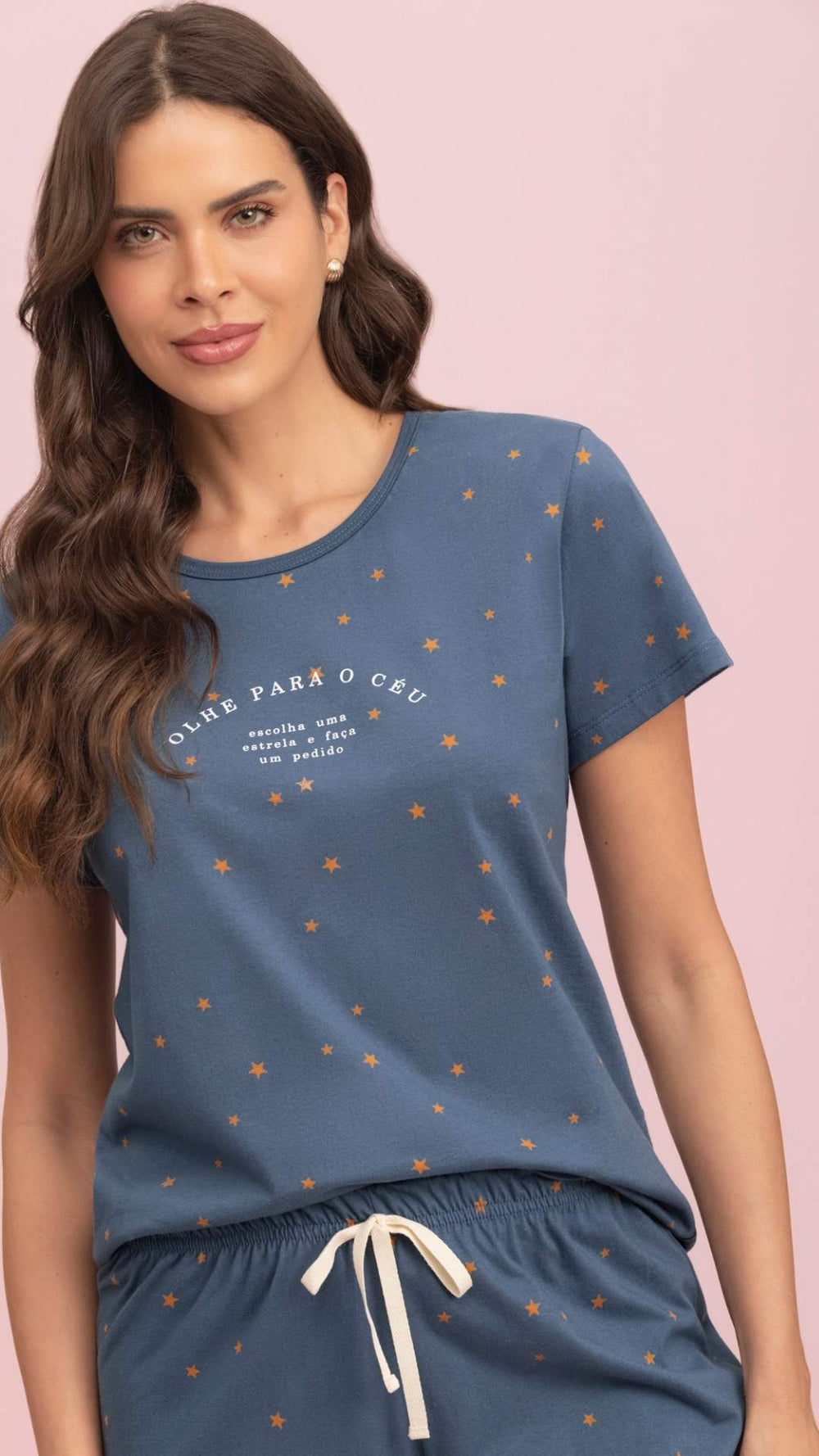 Short Doll Manga Curta Céu e Sonhos em Algodão - Lua Encantada