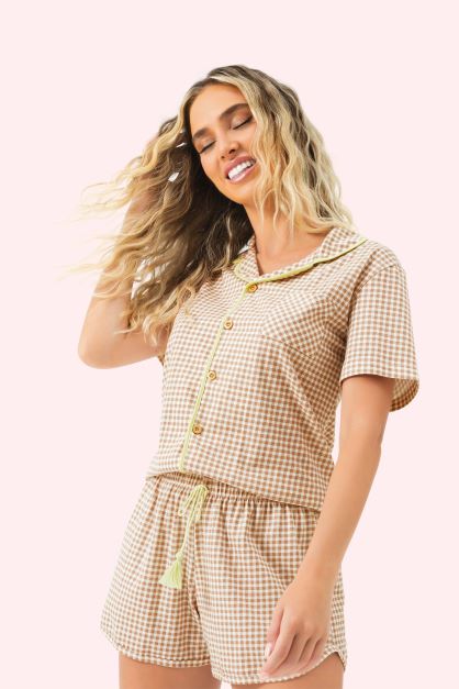 Short Doll Manga Curta Aberto Encantos em Algodão - Lua Encantada