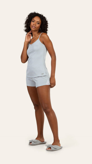 Short Doll Alça Sofisticado Prata em Algodão - Lua Encantada