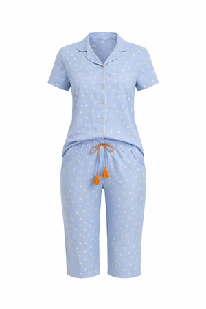 Pescador Manga Curta Aberto Flores & Amores em Algodão - Lua Encantada