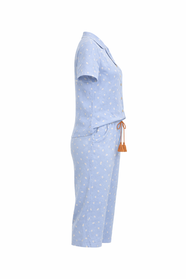 Pescador Manga Curta Aberto Flores & Amores em Algodão - Lua Encantada