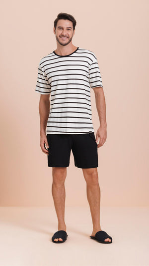 Pijama Masculino Manga Curta Sentimentos em Viscose - Lua Encantada