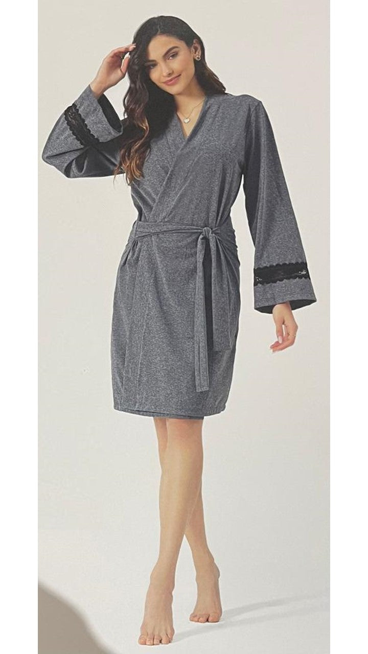 Robe Feminino Manga Longa em Malha Mescla - Lua Encantada