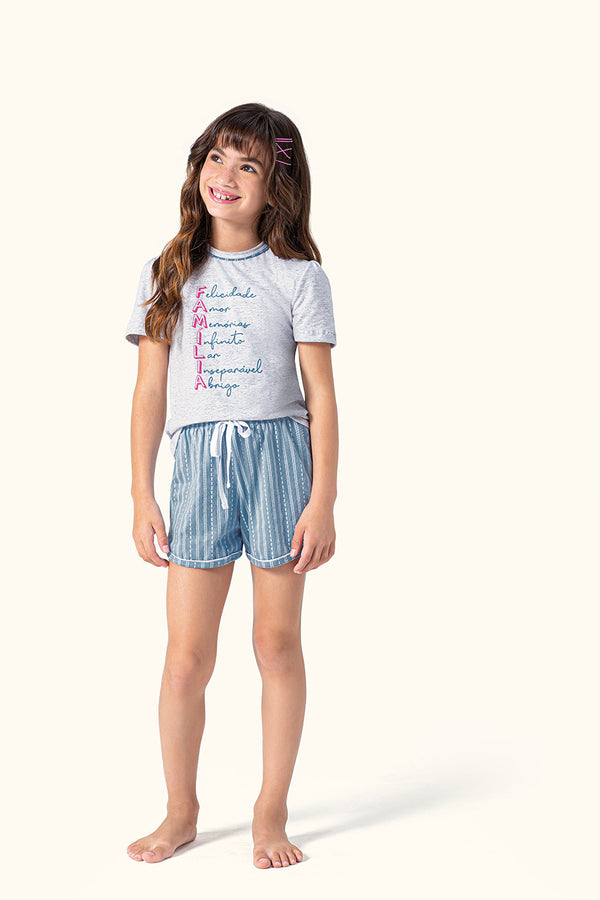 Short Doll Infantil Manga Curta Repouso em Algodão - Lua Encantada