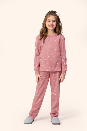 Pijama Infantil Manga Longa Romântica em Moletinho - Lua Encantada