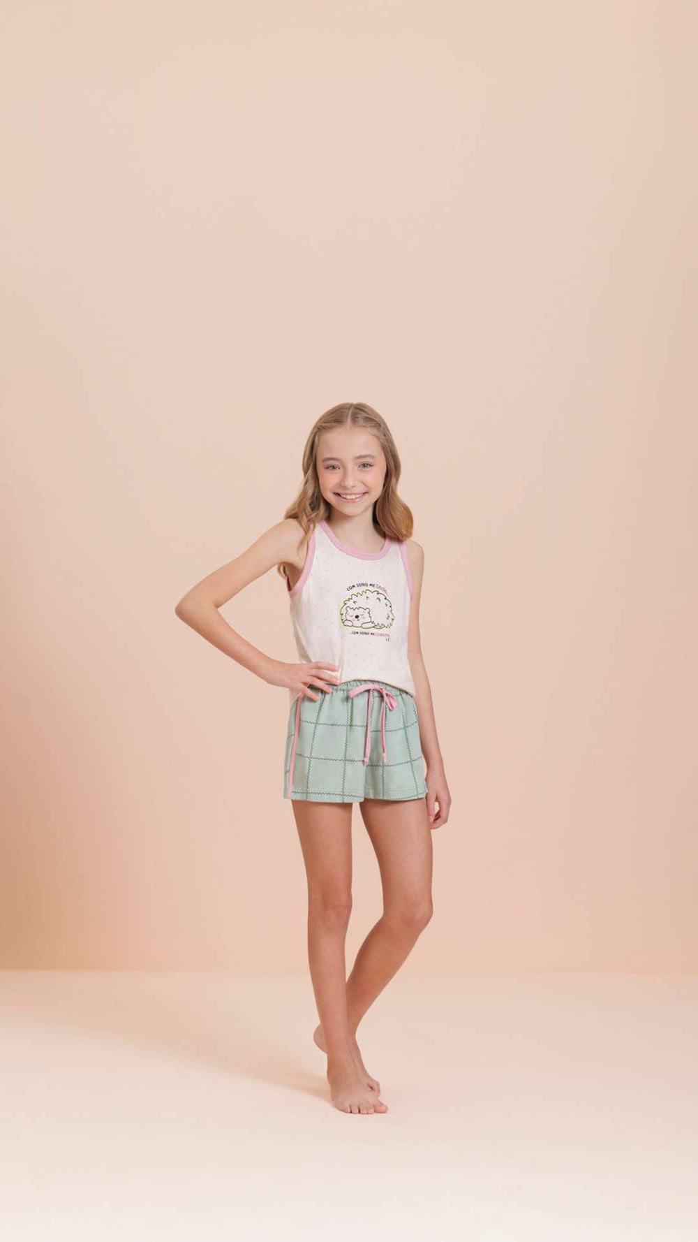 Short Doll Regata Infantil Com Sono em Algodão - Lua Encantada