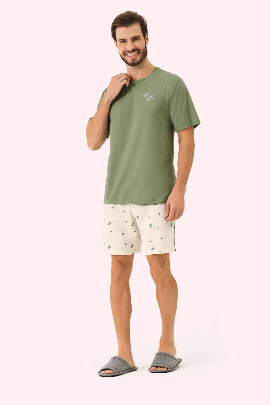 Pijama Masculino Manga Curta Maresia em Algodão - Lua Encantada