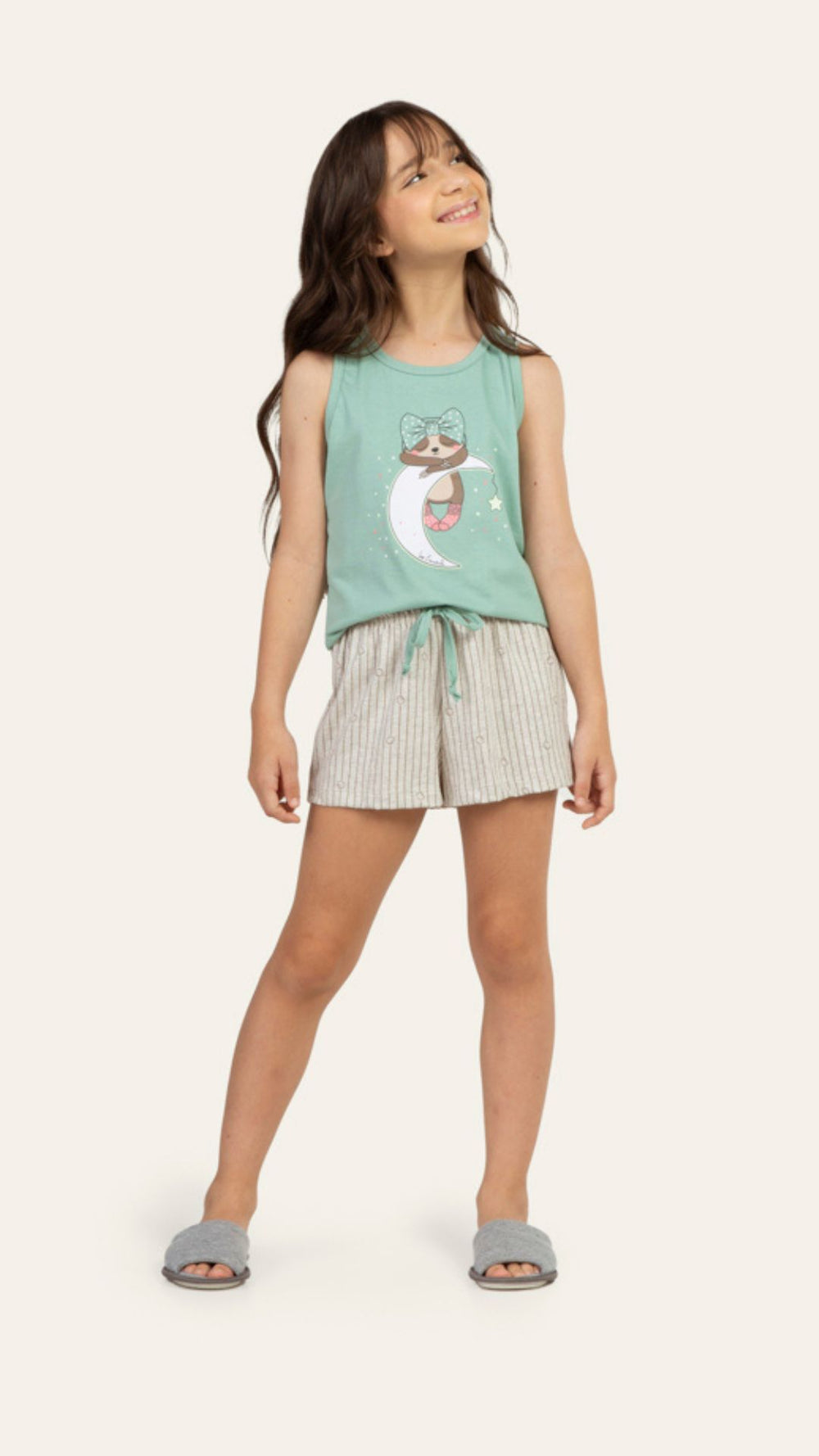 Short Doll Regata Infantil Gravataria em Algodão - Lua Encantada