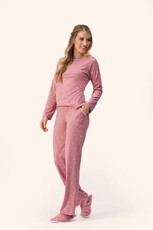 Pijama Manga Longa Romântica em Algodão - Lua Encantada - P