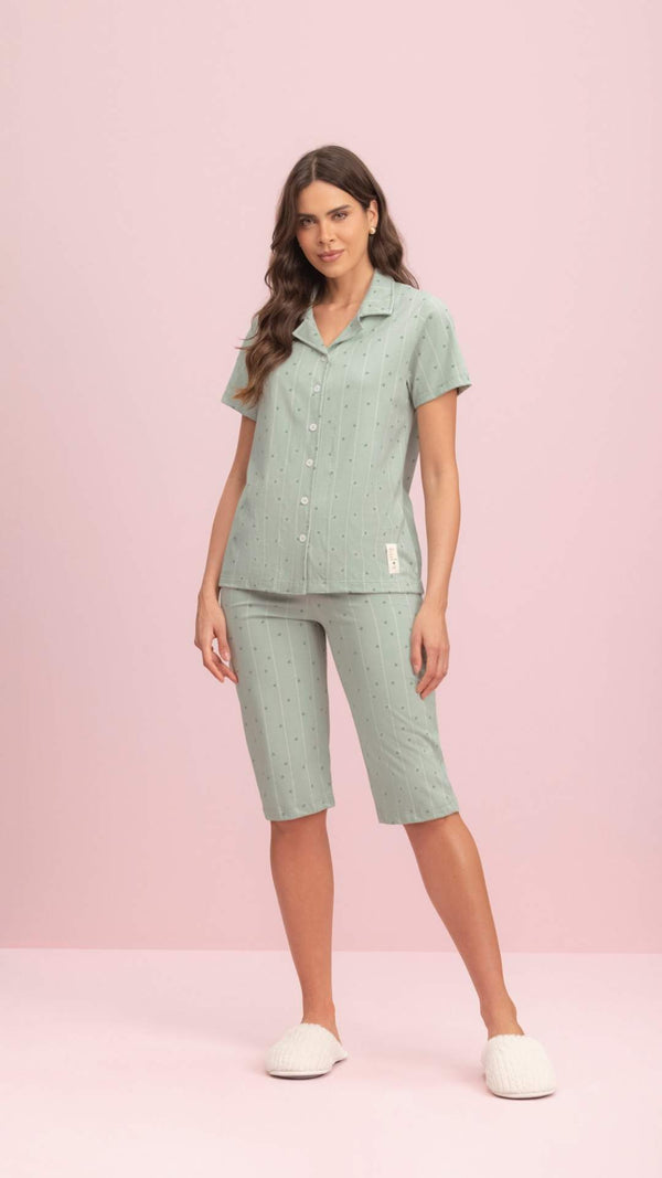 Pescador Manga Curta Aberto Coração em Algodão - Lua Encantada