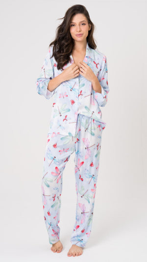 Pijama Aberto Acetinado Libélula em Viscose - Acuo