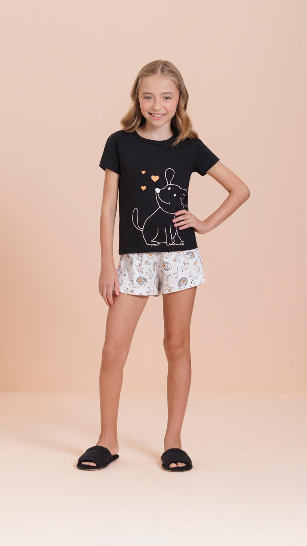 Short Doll Manga Curta Infantil Pets em Algodão - Lua Encantada