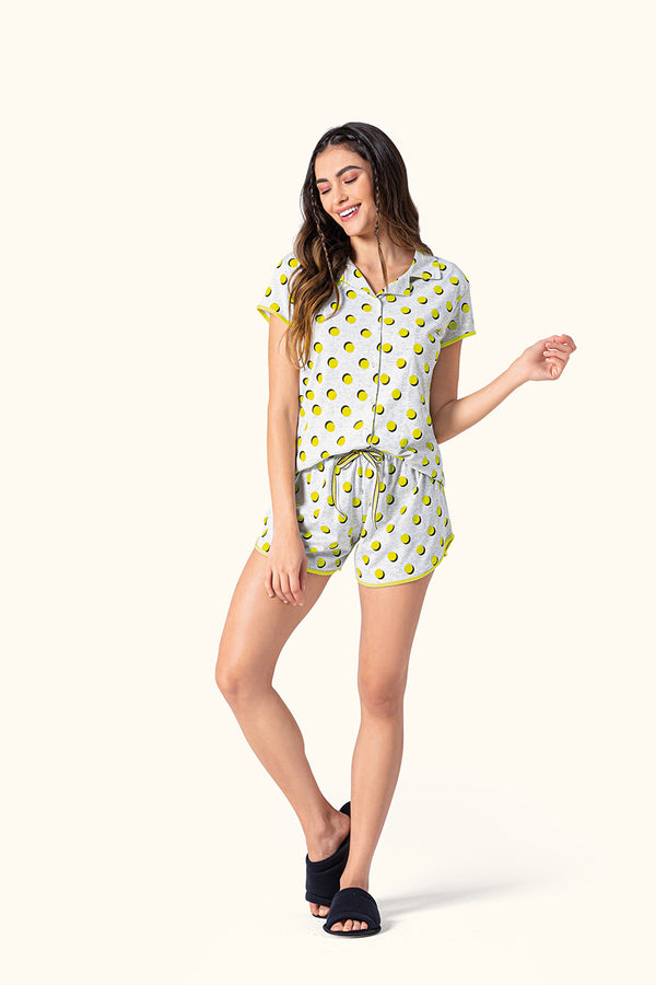 Short Doll Manga Curta Aberto Virtude em Malha Mescla - Lua Encantada