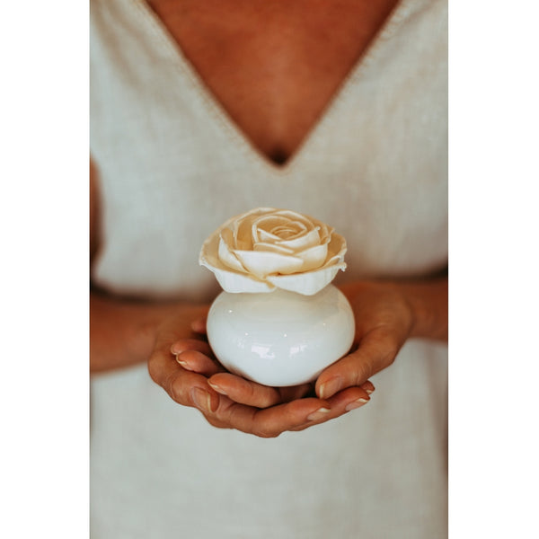 Kit Óleo Difusor Cerâmico Rosa 130ml - Acqua Aroma