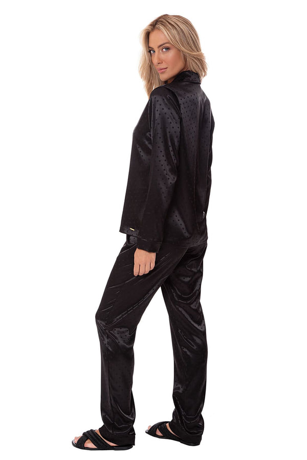 Pijama Manga Longa Leonora em Cetim - Divina Noite