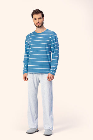 Pijama Masculino Longo Companheirismo em Malha Mescla - Lua Encantada - GG