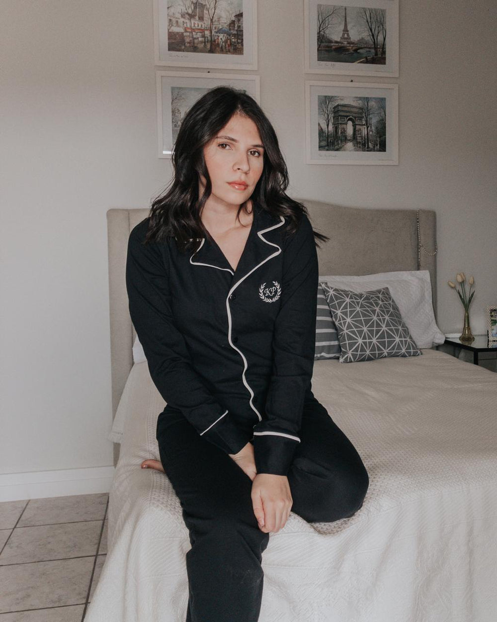 Pijama Alfaiataria Manga Longa Preto - Mar de Sonhos