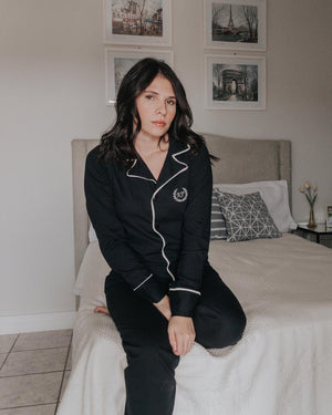 Pijama Alfaiataria Manga Longa Preto - Mar de Sonhos