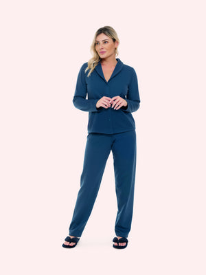 Pijama Manga Longa Aberto em Moletinho - Bocejinho