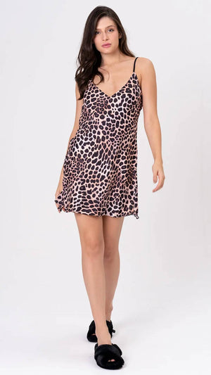 Camisola Alça Acetinada Animal Print Feline em Cetim Gloss - Acuo