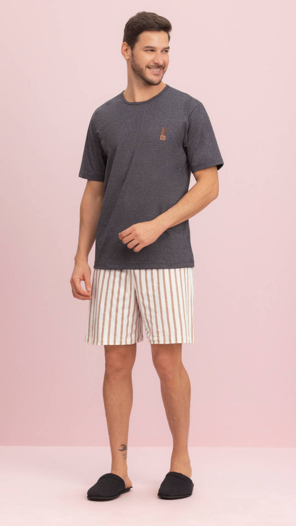 Pijama Curto Masculino Expresso em Algodão - Lua Encantada