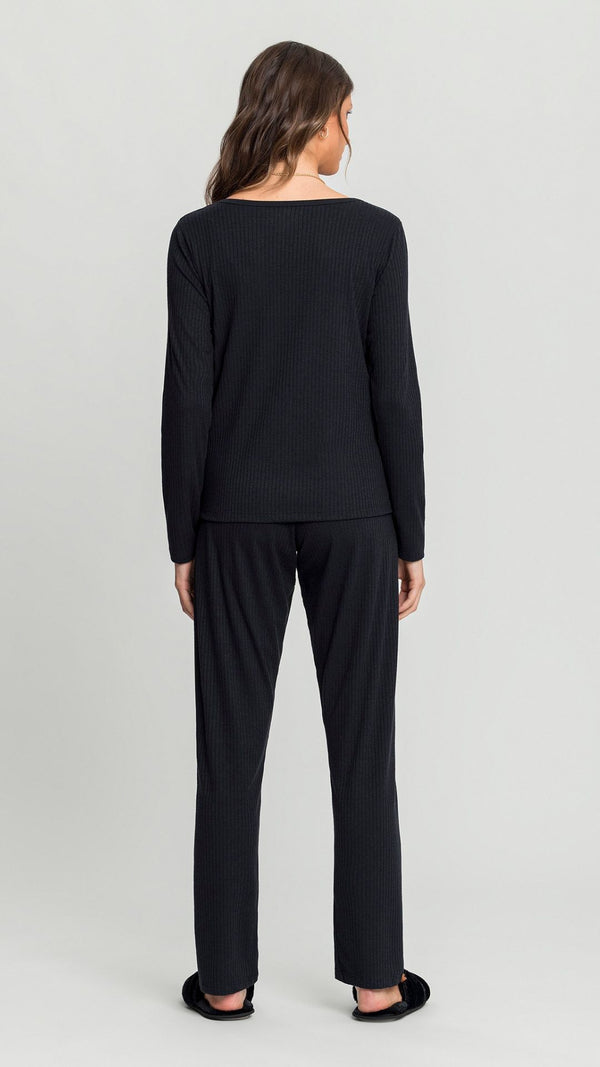 Conjunto Feminino de Três Peças Longo em Ribana Canelada - Mensageiro dos Sonhos