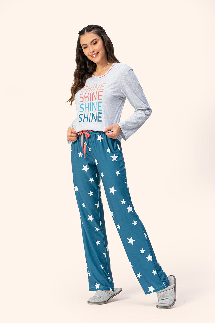 Pijama Manga Longa Dream em Algodão - Lua Encantada - M