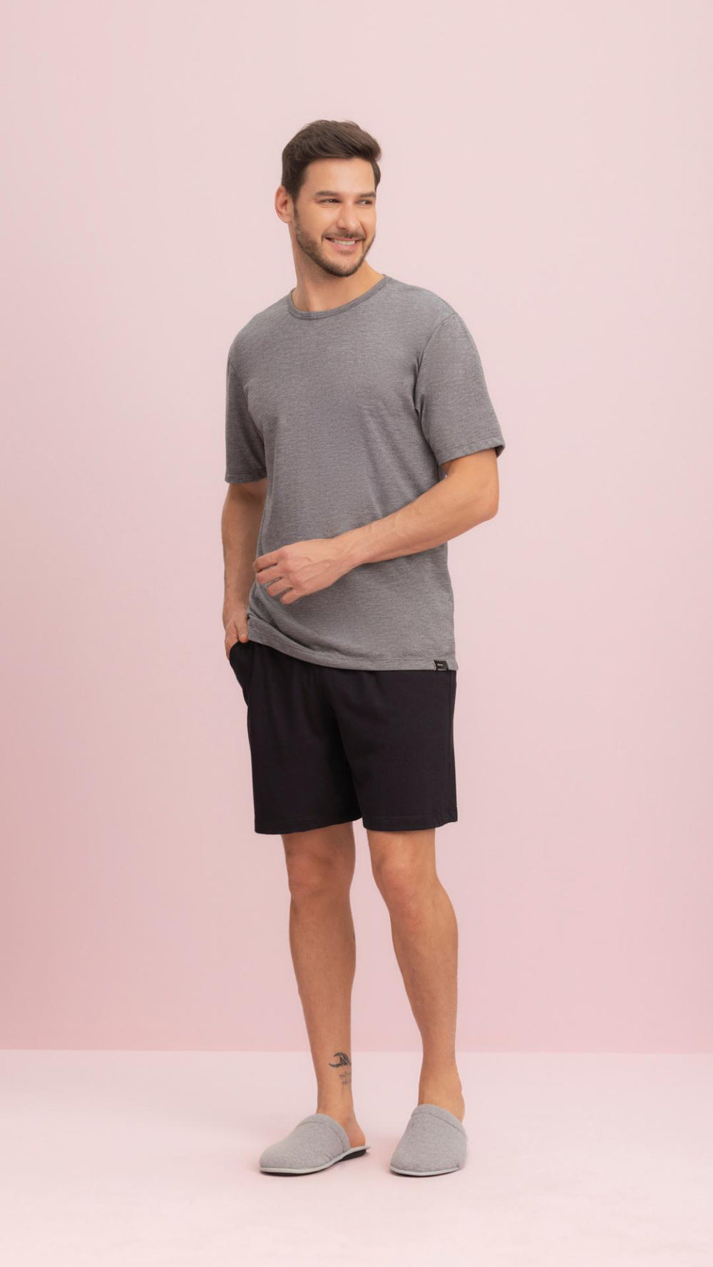Pijama Curto Le Men Masculino em Algodão - Lua Encantada