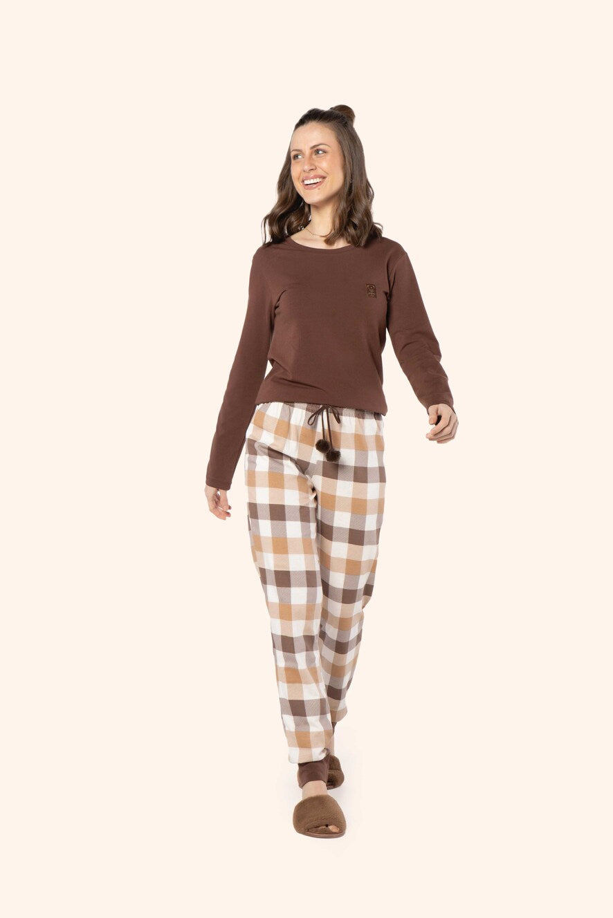 Pijama Manga Longa Feminino Clube da Preguiça em Cotton e Algodão - Lua Encantada