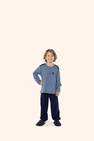 Pijama Manga Longa Masculino Infantil Quentinho em Plush - Lua Encantada