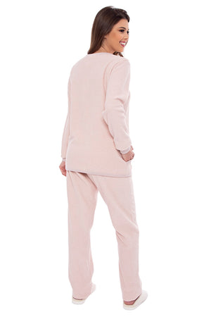 Pijama Manga Longo Babalu em Malha Mescla - Divina Noite