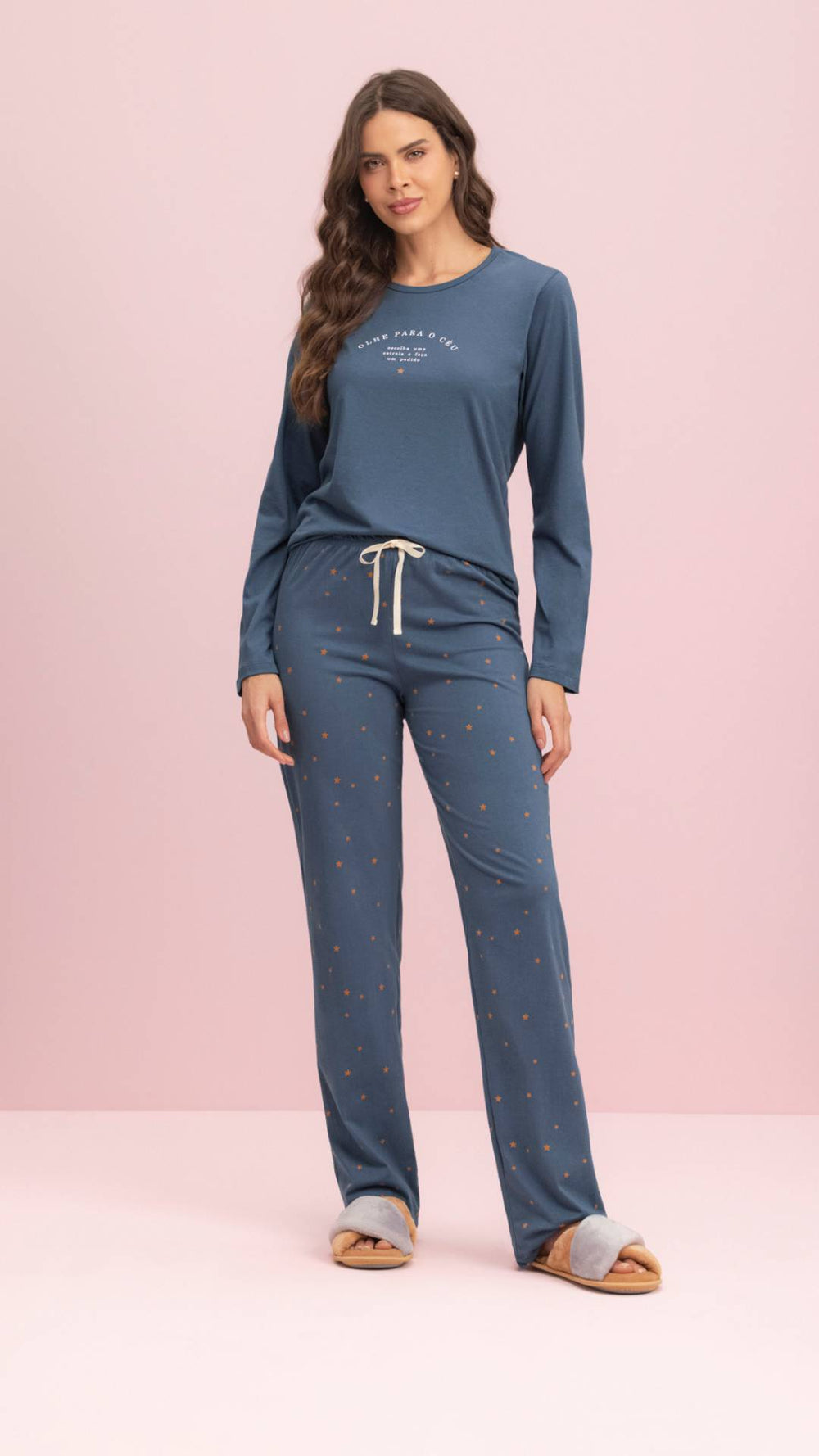 Pijama Manga Longa Céu e Sonhos em Algodão - Lua Encantada