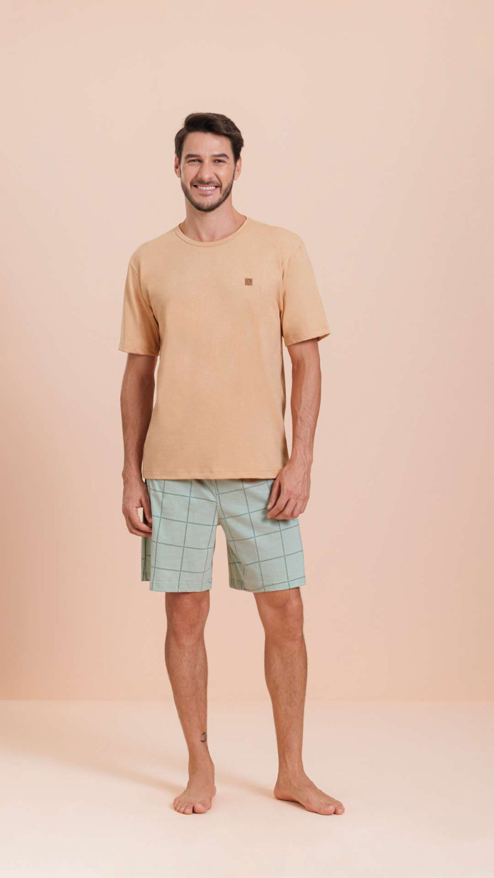 Pijama Manga Curta Masculino Com Sono em Algodão - Lua Encantada