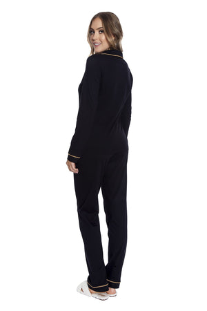 Pijama Manga Longa Angelina em Algodão - Divina Noite